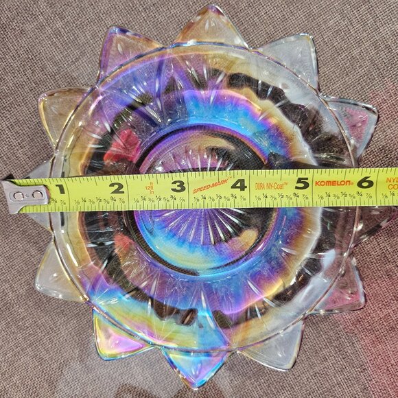 Vintage Federal Glass Smokey Gray Petal Design Iridescent Carnival Glass Plates - Picture 5 of 11